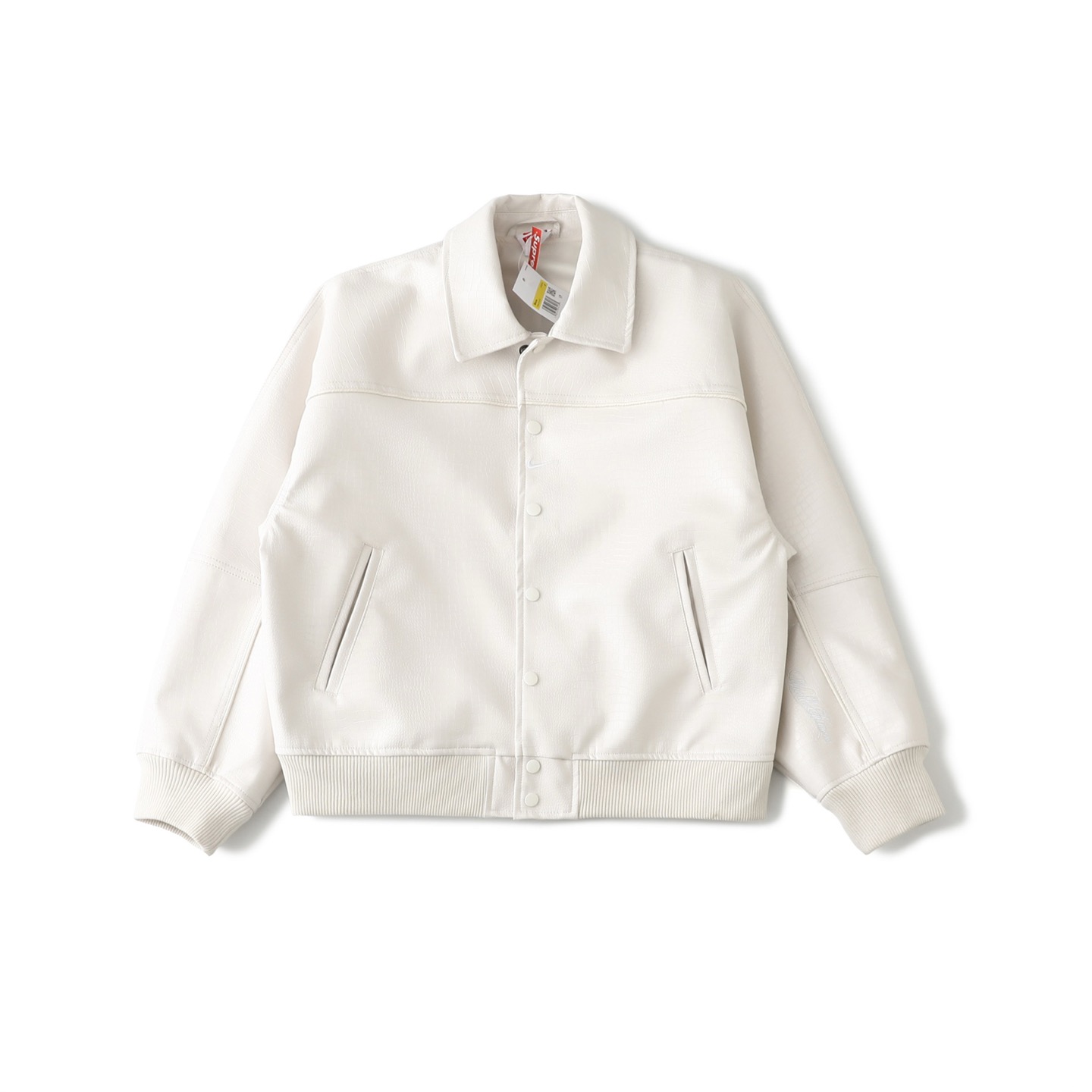 Supreme Nike Leather Varsity Jacket White